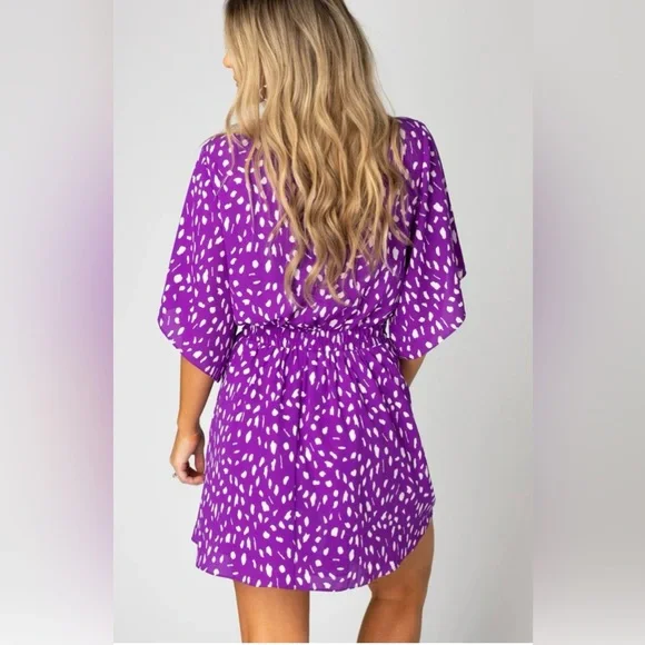 Front tie mini violet boutique dress - Picture 2 of 2